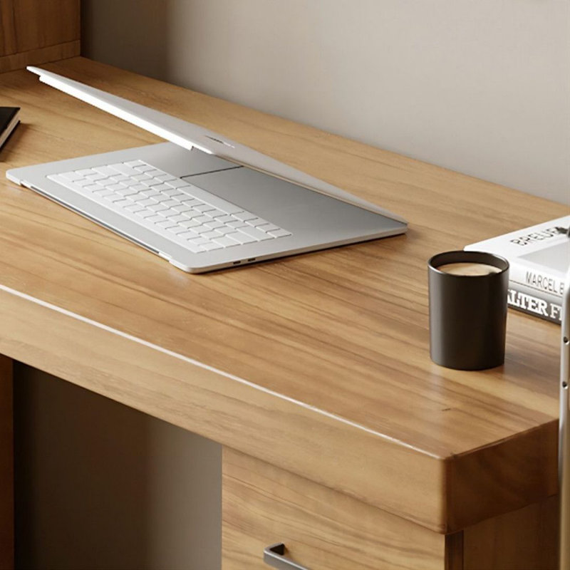 Bureau de direction en bois massif avec tiroirs Burlywood, 84.7" H  x 55.1" W  x 23.6" D, Retour à gauche