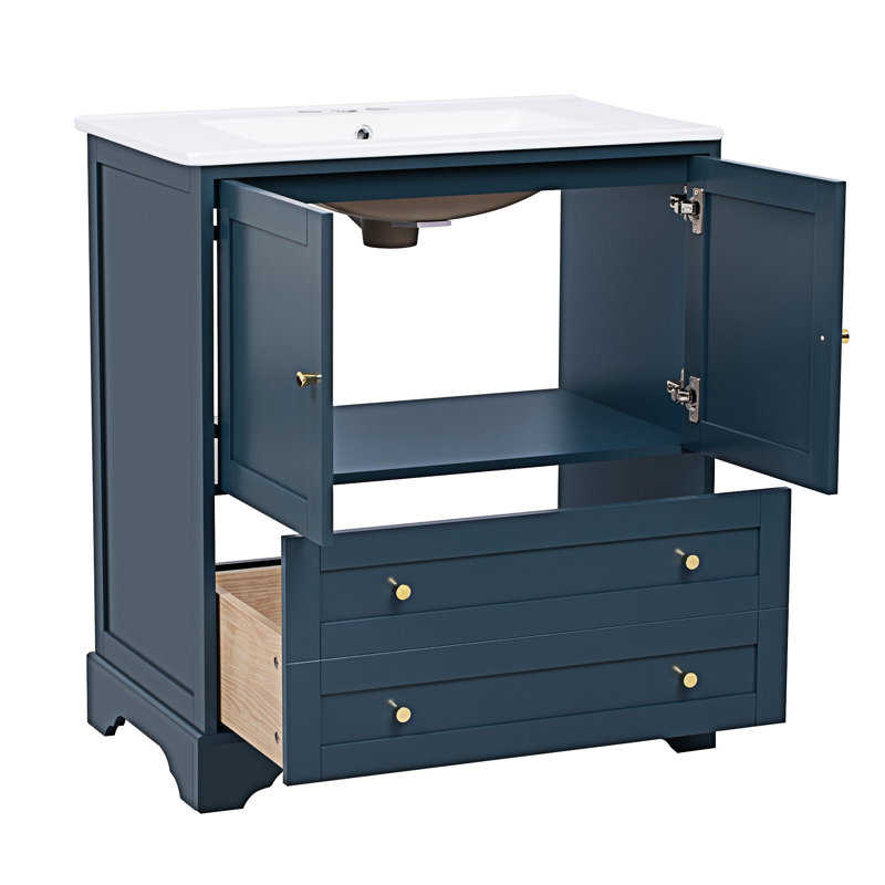 Freestanding Bathroom Vanity With Ceramic Sink Combo