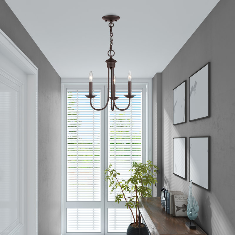 Lustre 3 lumières de style bougie Arunvir, Bronze