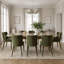 Ensemble de table de salle à manger extensible 72 "à 104" en placage de bois avec 8 chaises à oreilles en chenille-1408655862