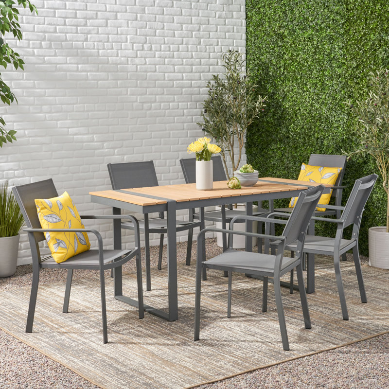 6 - Person Metal Patio Dining Set with Rectangular Table