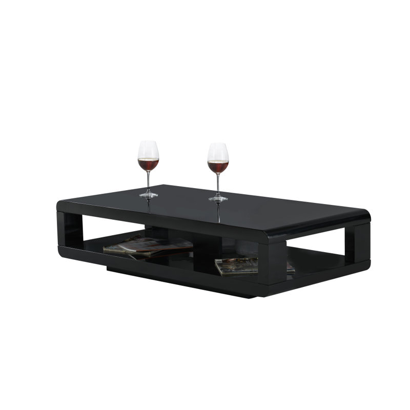 48" Modern Haven Coffee Table with Shelf, Black