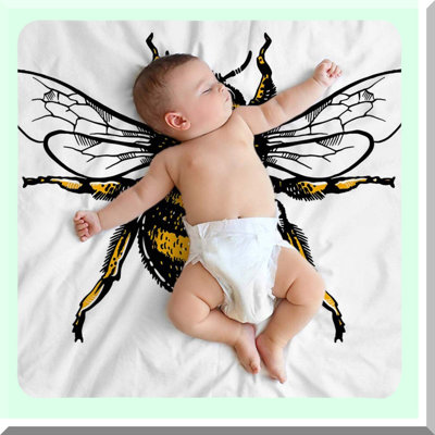 Bumblebee Bliss: Cozy Hand-Drawn Flannel Throw Blanket for Baby, Toddler, Dog, Cat - 30x40 Inch