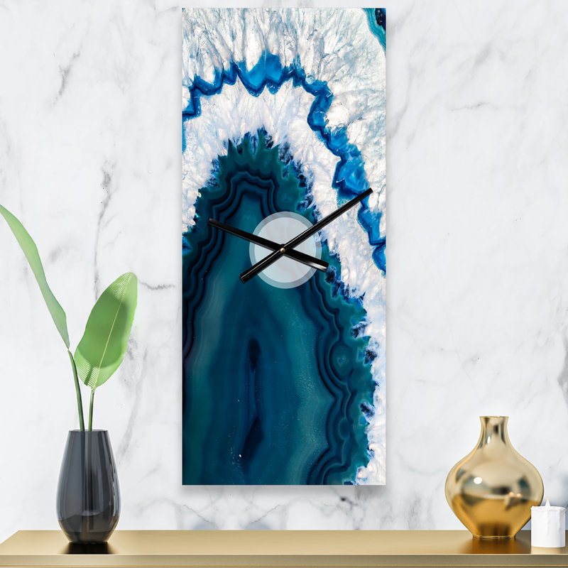 Blue Brazilian Geode - Modern Wall Clock, Small