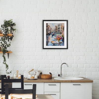 Quiet Canal City View Framed Print Under Glass, design by LSR Creative Studio