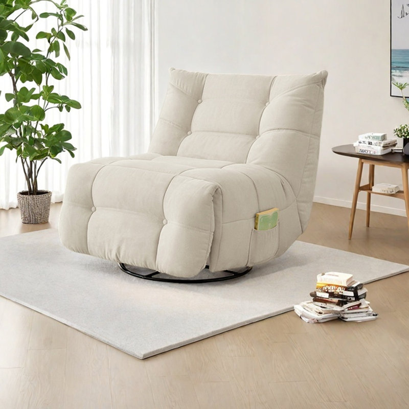 Ergonomic frosted velvet carbon steel recliner, Beige