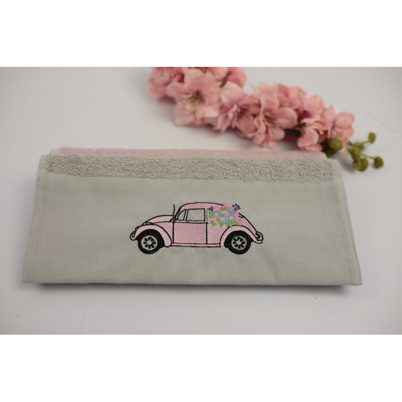 Serviette 100% coton Bentzion, Gris / rose
