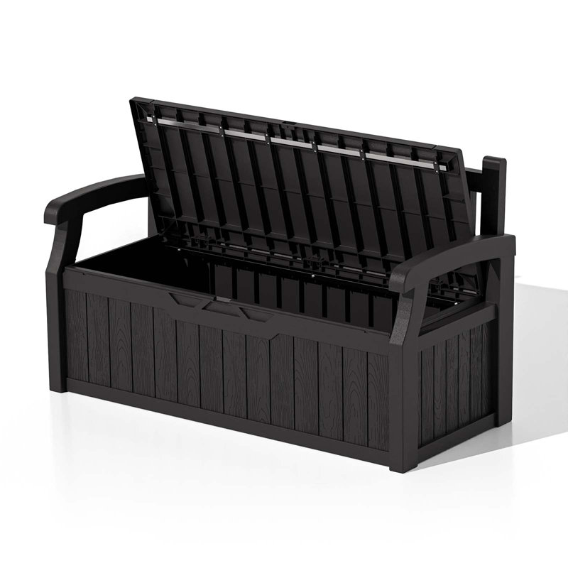 Patiowell 70 Gallons Storage Bench Durable Resin Outdoor Storage Deck Box For Furniture and Supplies, Black