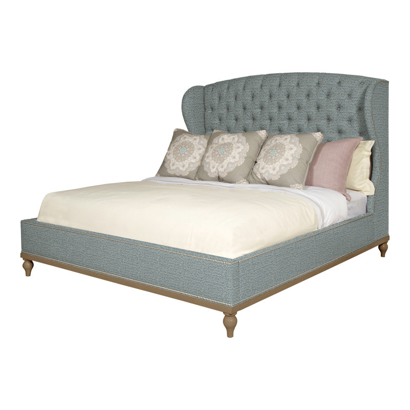Emma Queen Upholstered Panel Bed, Navajo, Yes, Tuck Cobalt