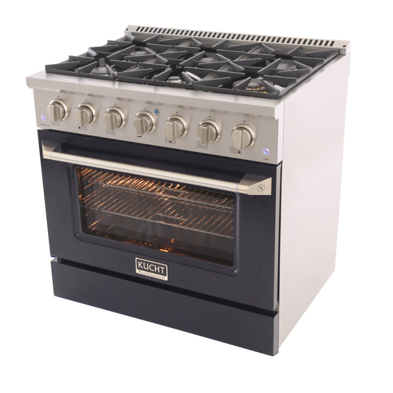Kucht 36'' W Dual Fuel Free Standing Range, Black, Natural Gas