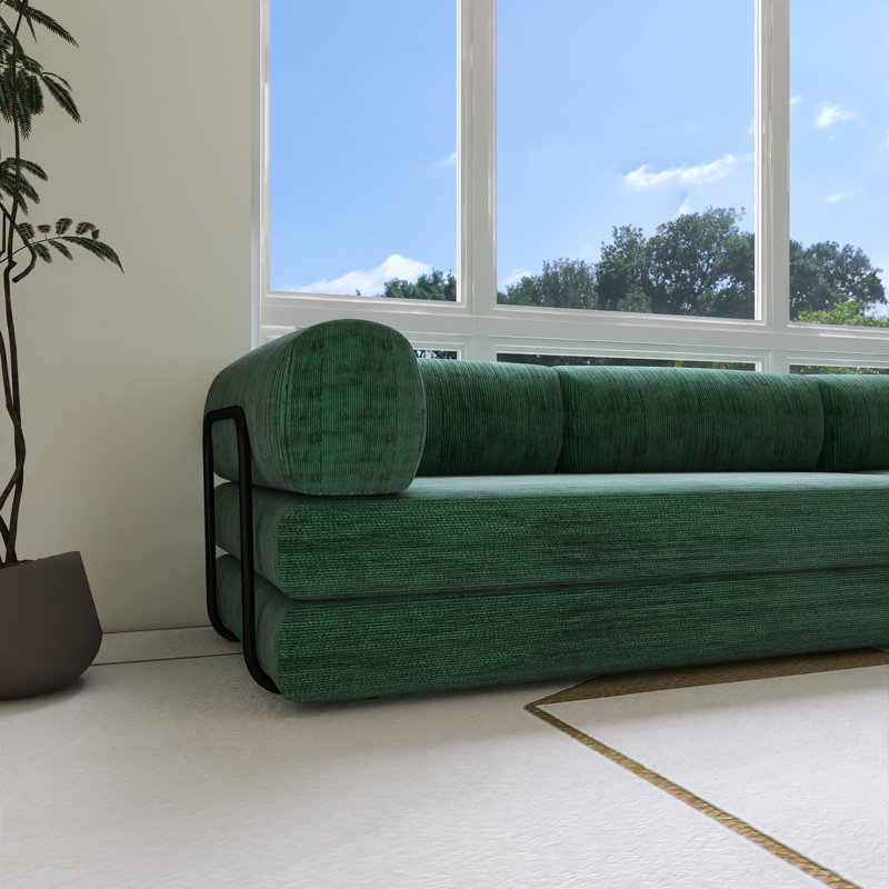 116.10'' Green Polyester L-Shaped Modular Sofa Bed, Green