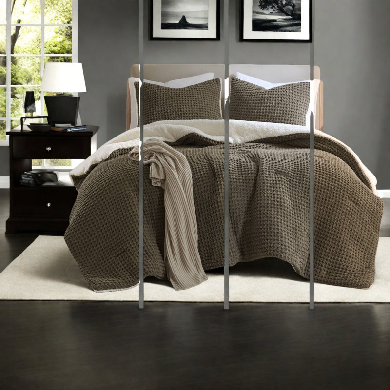 Premium Full/queen Bedding Sets, Polyester Waffle Knit, Cozy Home Comfort