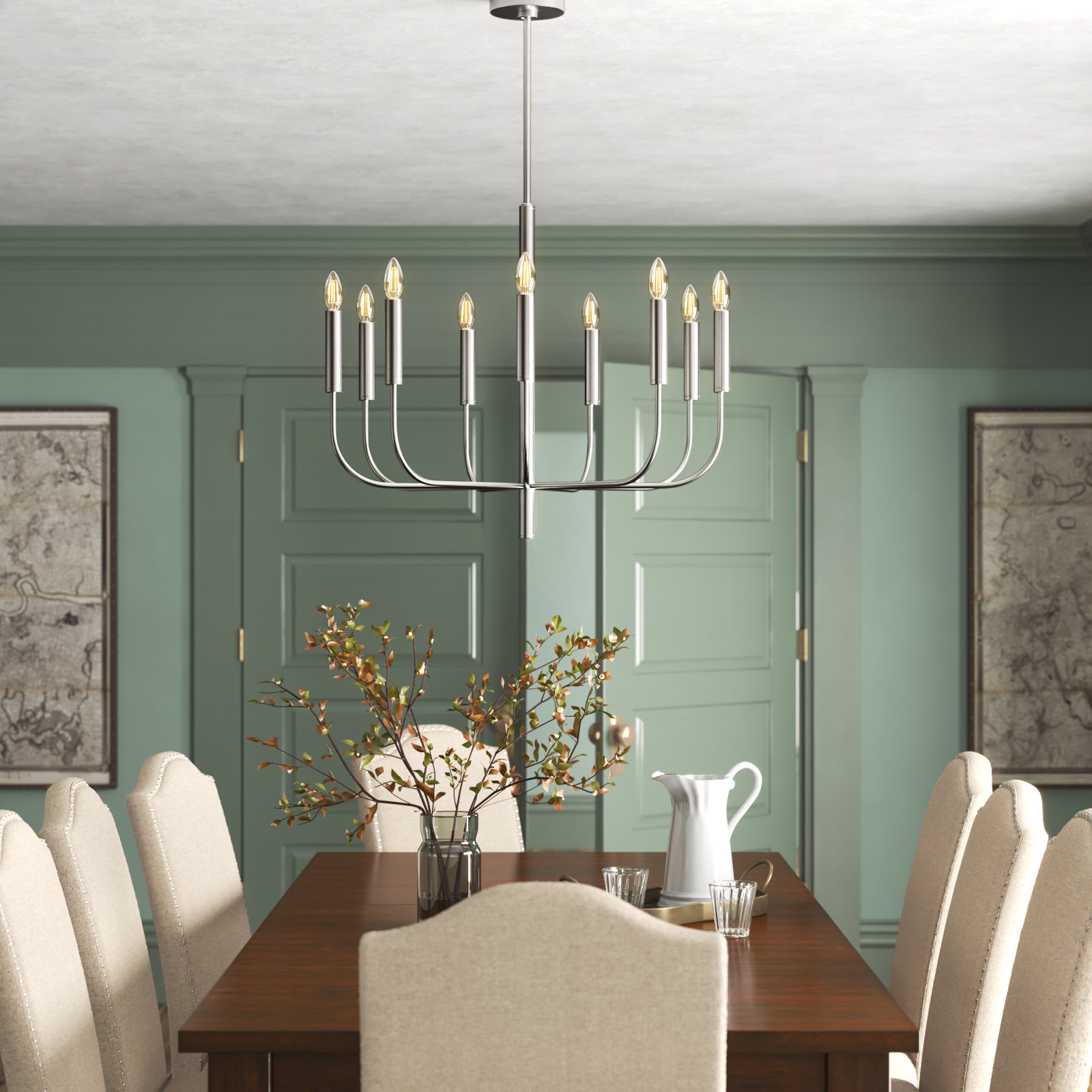 Tedder 9-Light Chandelier, Polished Nickel