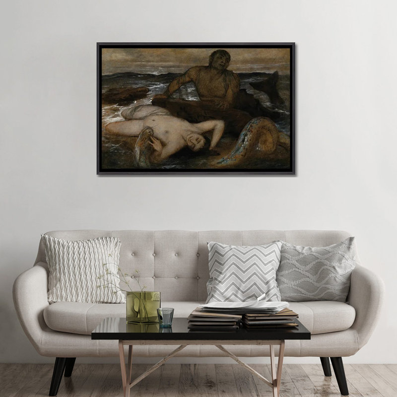 Triton and Nereid - reproduction d'art murale - toile encadrée, H 48 po x l 32 po, Noir patiné