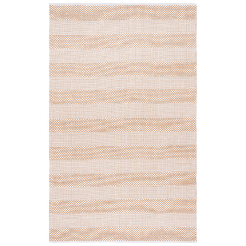 Tapis rayé kilim802 ivoire / doré, Rectangle 6 pi x 9 pi
