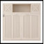 Grand lit escamotable beige avec armoires de rangement attachées-789903168