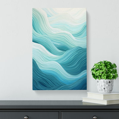 Wave Modern Geometric Art - Wrapped Canvas