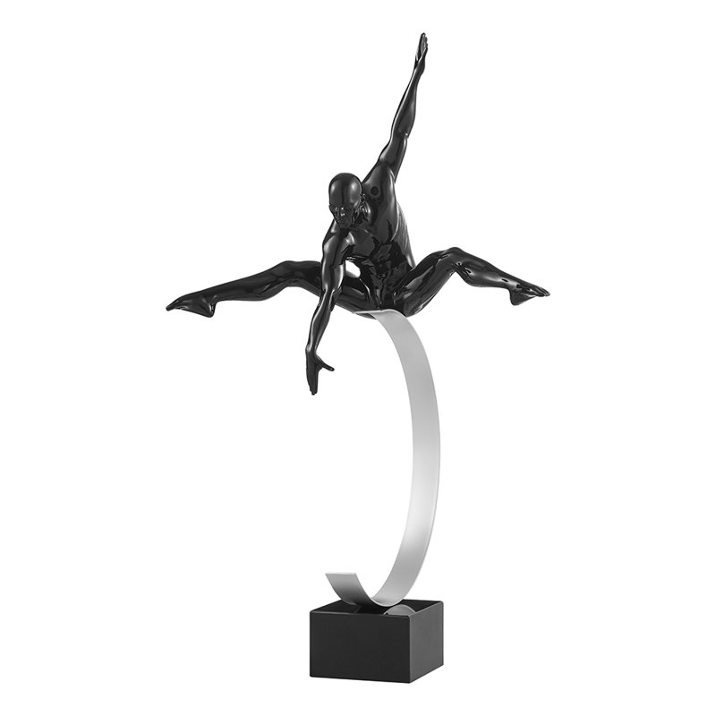 Dynamic Man Resin and Metal Handmade Sculpture, Black