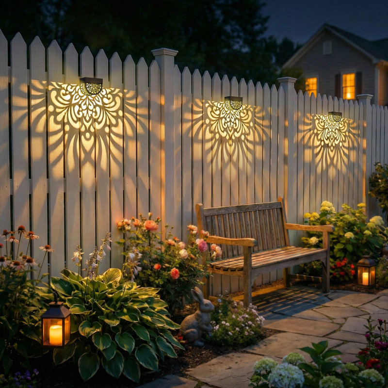 Solar Fence Lights Outdoor 4 Pack Solar Step Lights Led Powered Wall Lights Waterproof Warm Yellow Decor For Garden Backyard Front Door