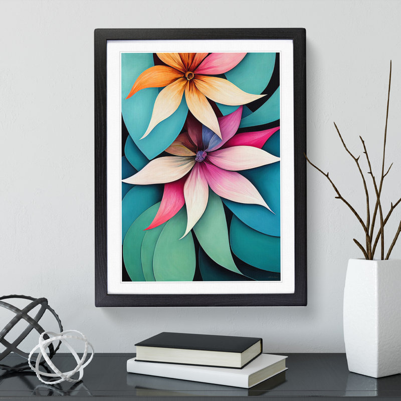 Exotic Flowers - Single Picture Frame Print, Black Framed, 64cm H x 46cm W x 2cm D