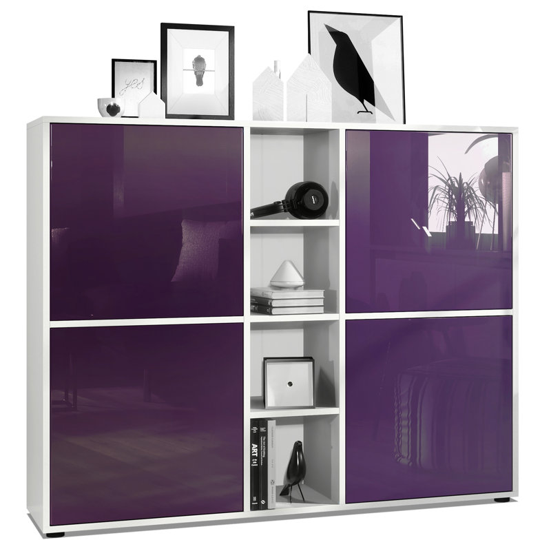 Mcbryde 130.5cm Sideboard, Matte White/High Gloss Blackberry