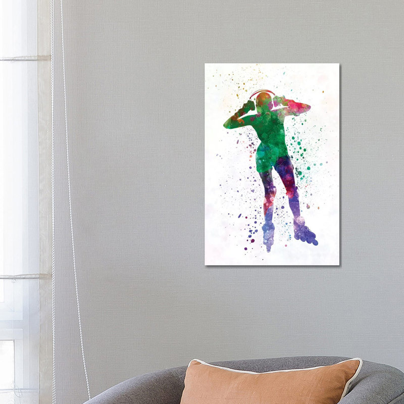 Woman in Roller Skates Iin Watercolour IV 1 Piece Wrapped Canvas Painting, 66.04 cm H x 45.72 cm W