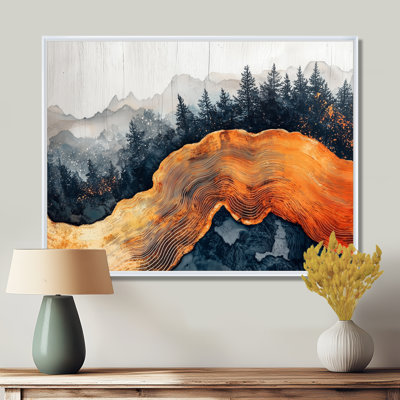 Forêt d'automne, paysage de pierre ambrée I - Art mural forêt pour le salon