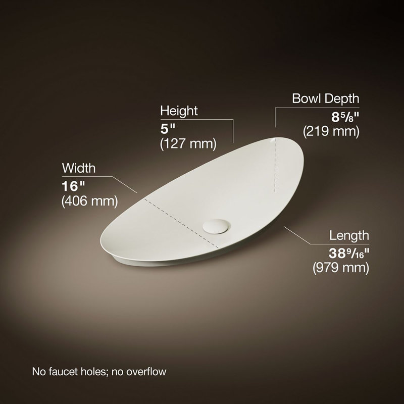 Veil® Trough Fireclay Specialty Vessel Bathroom Sink, Biscuit