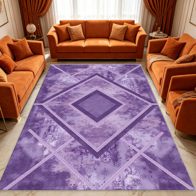 Purple Modern Geometric area rugs for Living Room, Soft and Comfortable, Suitable for all seasons, easy to maintain, machine washable Indoor floor mat, Under Table Farmhouse suitable for Bedroom, Dining Room, Study, Patio, Balcony, Home Decor