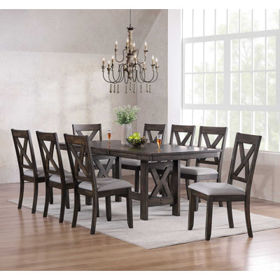 Modern Dining Table Set with Buffet Cabinet and 8 Chairs