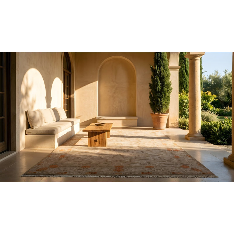 Tapis ivoire antique en laine