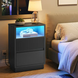 Morice 23.6'' Nightstand with Drawers and LED Lights