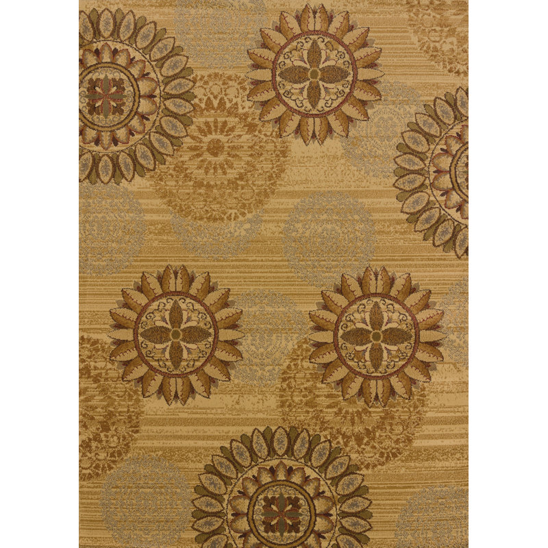 Tapis de zone ivoire/doré sundial Bahr, 7 pi 10 po x 10 pi 6 po