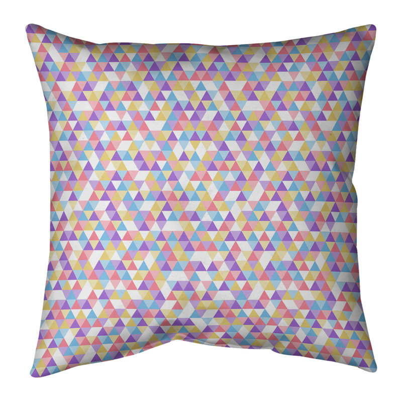 Coussin Triangle, Pas de bourre, 20 po x 20 po, Rose, aqua, pêche