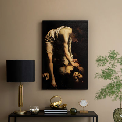 David avec la tête de Goliath - Toile tendue avec châssis par Caravaggio