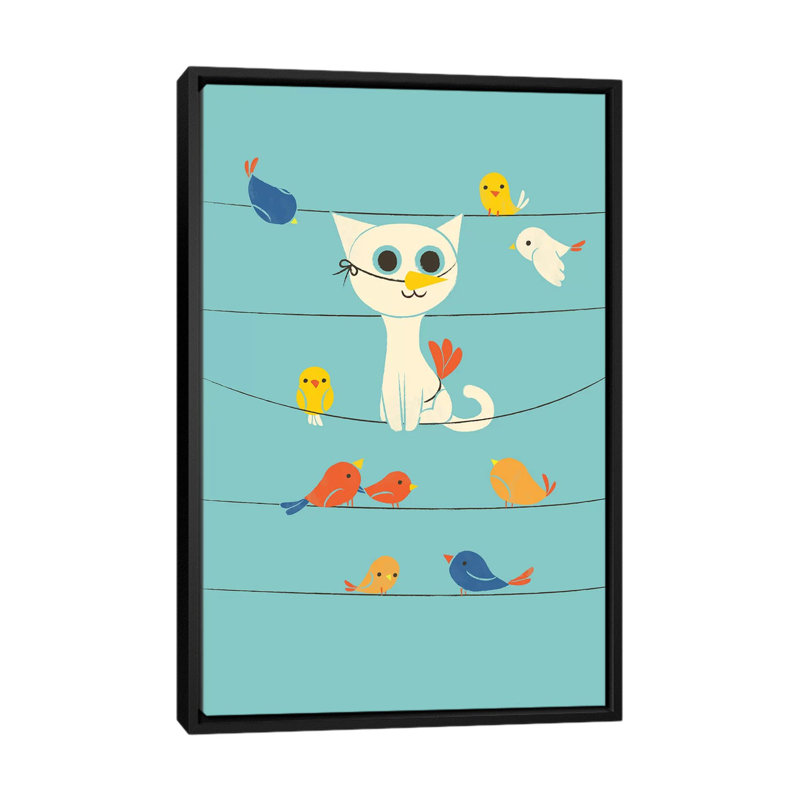 Impression d'oiseaux sur toile, H 26 po x l 18 po x P 1,5 po, Toile avec cadre noir, Pas de tapis