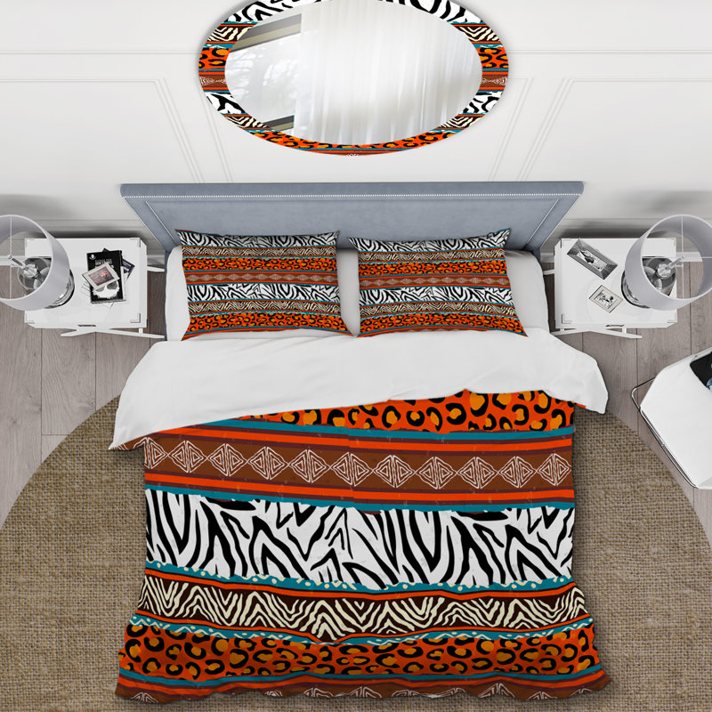 Ensemble de housse de couette en microfibre noir / orange / blanc 3 pièces, Housse de couette pour très grand lit et 2 très