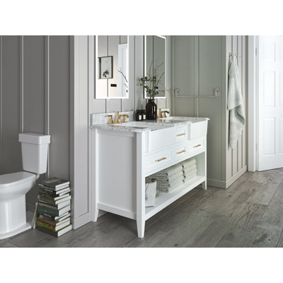 60'' Double Bathroom Vanity with Carrara Marble Top