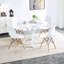 Table de salle à manger 42,1 "WHITE Mid-Century pour 4 à 6 personnes avec plateau rond en MDF, table de salle à manger sur pied