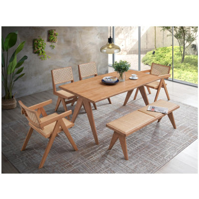 Chaise d'appoint Velentina (ensemble de 2), rotin et finition naturelle