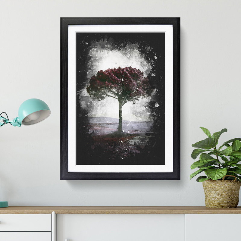 Tree in Tuscany Italy - Framed Print, 45cm H x 33cm W x 2cm D, Black Framed