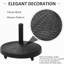Pied de parasol noir avec roulettes et support, 22,7 kg, 52 cm, pour mâts de 3,8 cm ou 5 cm, support extérieur pour pelouse avec verrouillage sécurisé.