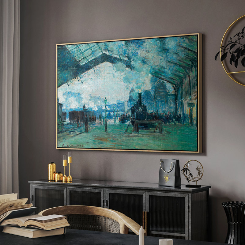 Paysage rétro -DCCDXIV, Toile naturelle avec cadre flottant, H 27 po x l 41 po x P 2 po