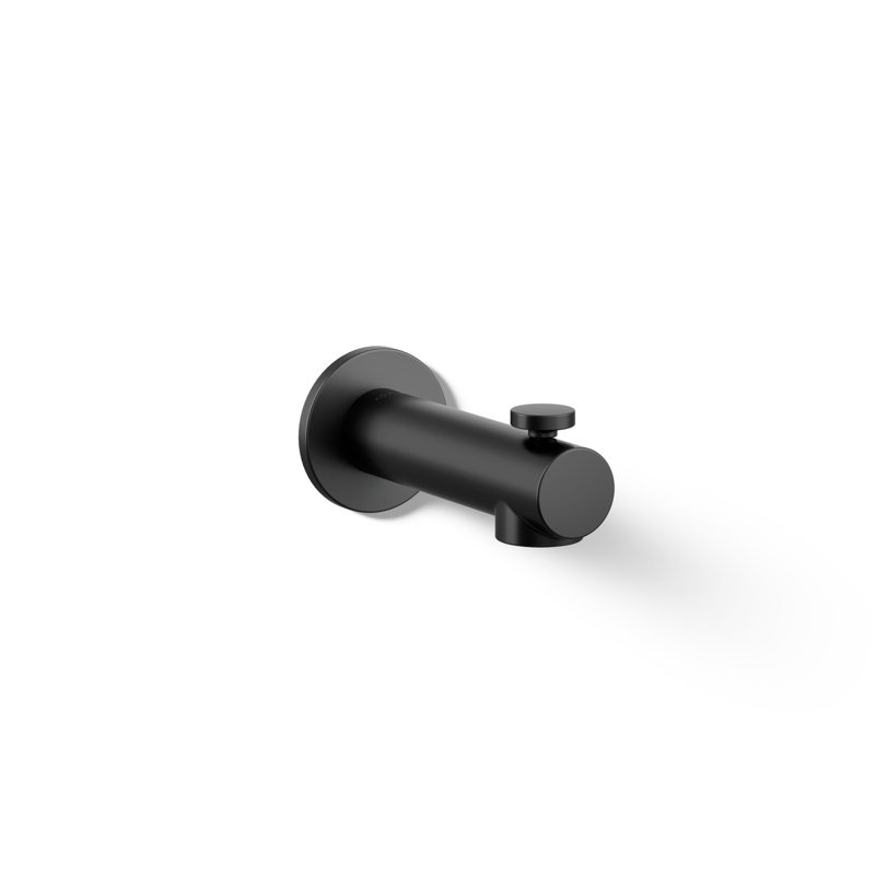 Elate Wall-Mount Bath Spout With Diverter, Matte Black