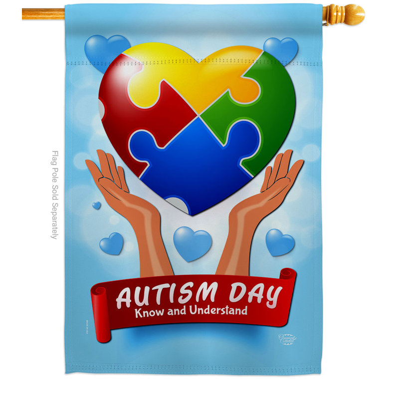 Drapeau de maison 40 po x 28 po Autism Day
