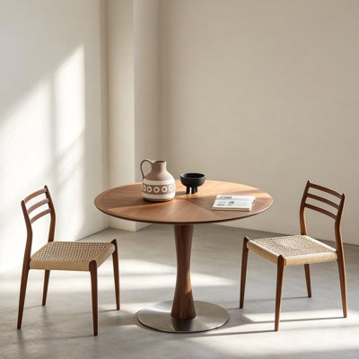 Walnut Round Pedestal Table