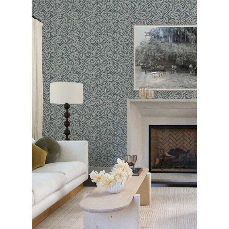 Gabriel Espresso Fern Wallpaper, Teal