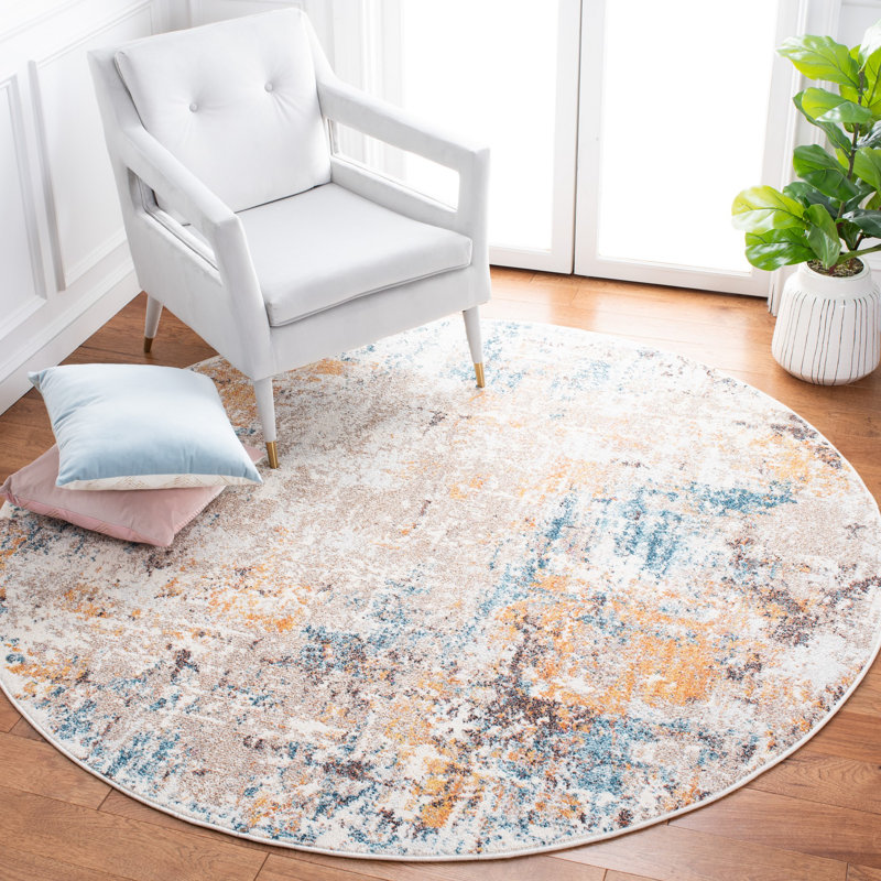 Crystal Performance Abstract Rug, Round 6'7"