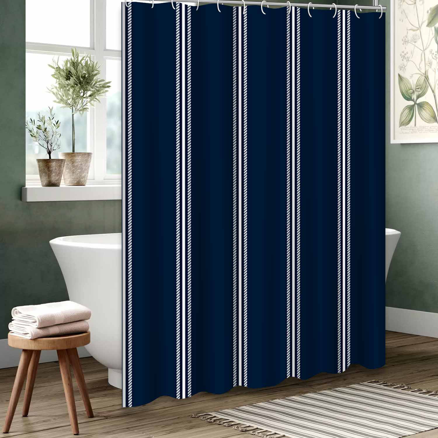 Best HD Pictures about  Shower Curtains Navy Blue And White  with No AI Images