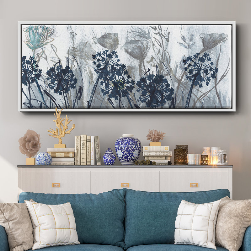 Indigo Field- Framed Canvas